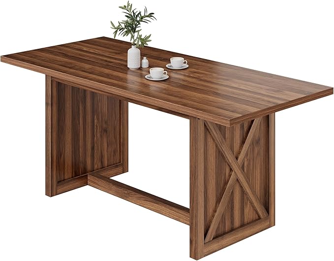 DWVO 70.8" Large Dining Table for 6 to 8 People Farmhouse Rustic Wood Dinner Table Rectangular Long Kitchen Dining Table for Dining Room Kitchen Living Room Office, Walnut