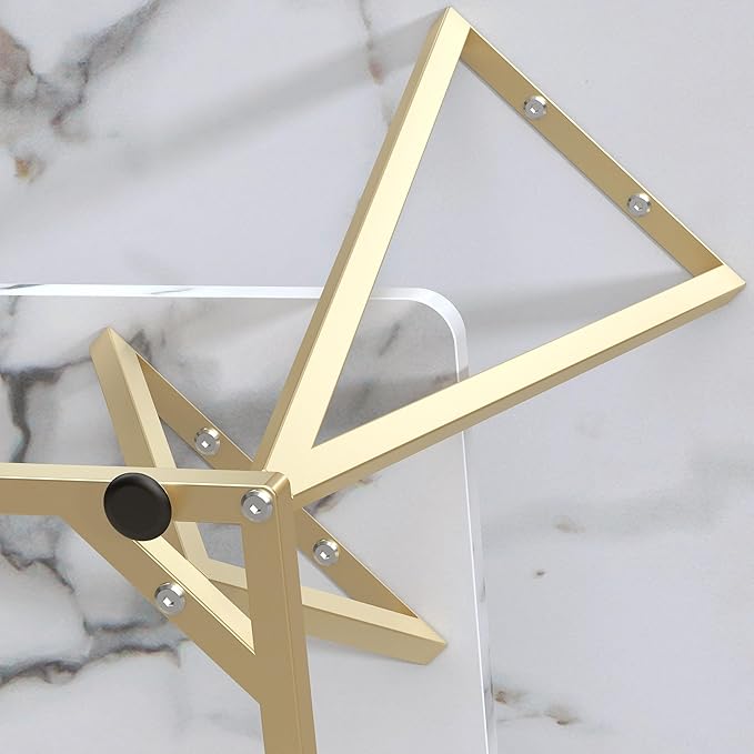 Elephance Square Coffee Table for Living Room, 31.5 Inch Modern Coffee Table with Storage, 2-Tier White and Gold, Wooden Tabletop-Marble White with Gold Frame