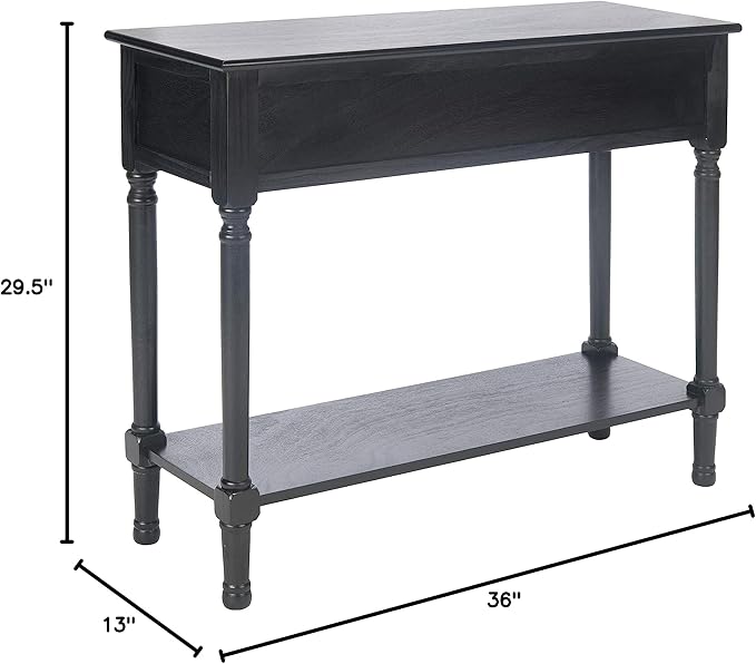 SAFAVIEH Home Collection Tate Black 2-Drawer Bottom Shelf Console Table CNS5720B