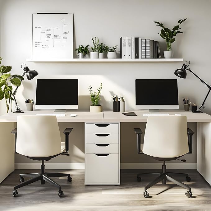Kaboon Universal Tabletop 45.67"x23.62", Solid One-Piece Melamine Table Top, Double Desk L-Desk DIY, Home and Office,Leather/Ivory