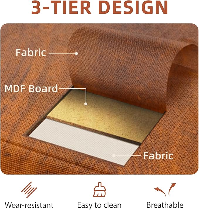 Nightstand with 4 Fabric Bins, Bedside Furniture, Night Stand, End Table Nightstand Storage Tower Unit Organizer with 4 Fabric Bins for Living Room (Rust Brown)