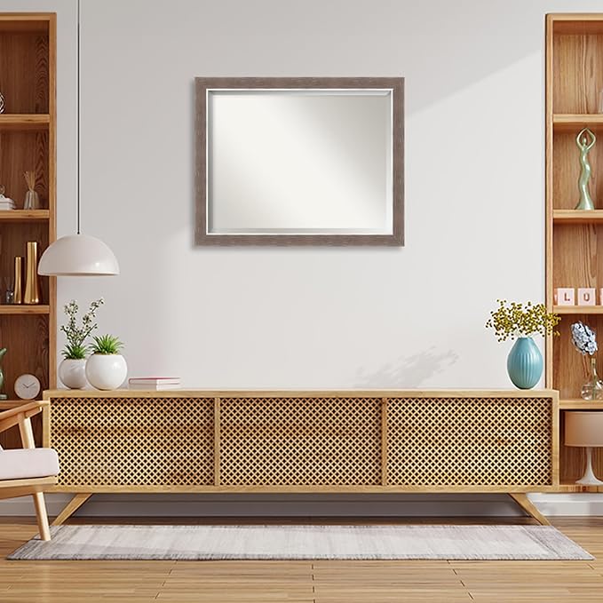 Amanti Art Brown Wall Mirror 26x32 Noble Mocha Rectangle Bathroom Mirror for Wall Decor Living Room, Large Casual Frame, Hangs Horizonally and Vertically, Bathroom Decor, Beveled Edge from WI, USA