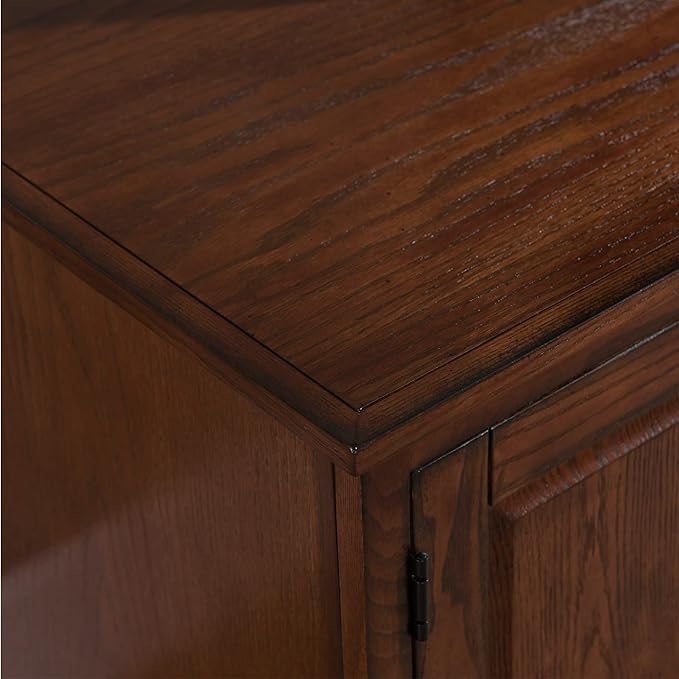 Leick Home 80360 Leaded Glass TV Stand For 65" TV's, Burnished Oak