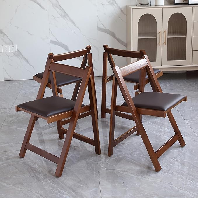 Folding Dining Chairs with Padded Seat Lightweight sillas para Fiestas,2 Pack Folding Chair for Dinner,Party Wedding,Picnic Event, 196LB Weight Capacity(Walnut)