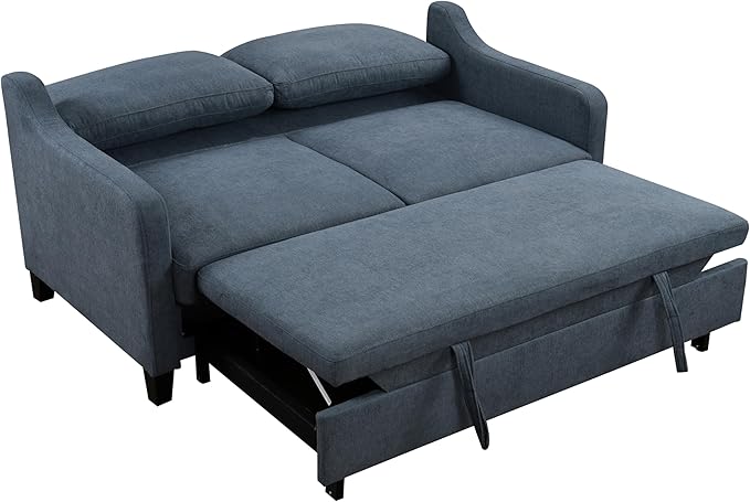 ERYE Modern 3-in-1 Sofa Loveseat Convertible Sleeper Sofabed, Queen Size Upholstered Love Seat Sofa Soft Cushion Daybed with Pull Out Sleeper Couch Bed for Living Room Home Apartment RV