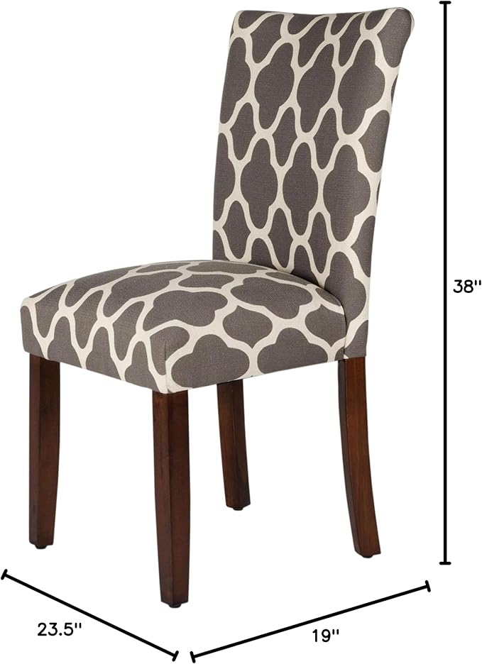 HomePop Parsons Classic Upholstered Accent Dining Chair, Set of 2, Grey and Cream Geometric
