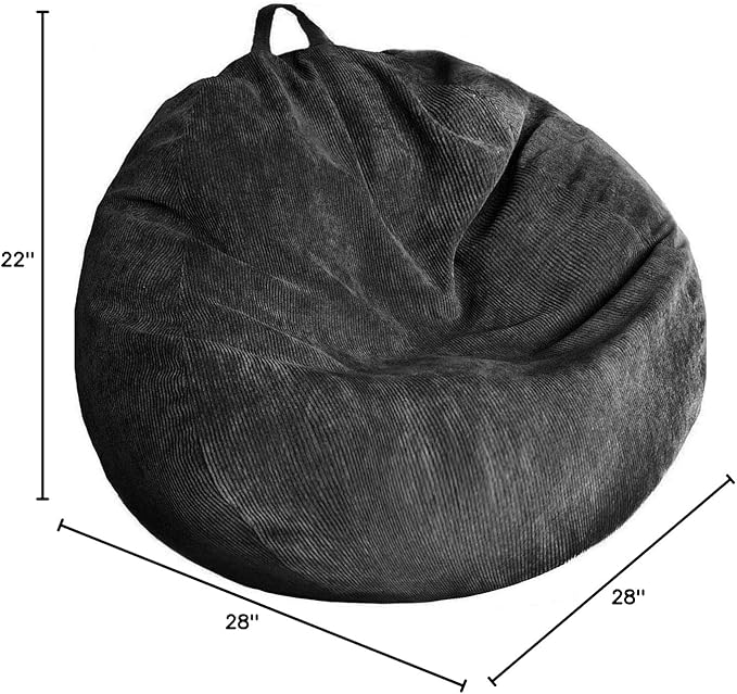 Stuffed Animal Storage Bean Bag Chair Cover (No Filler) Washable Ultra Soft Corduroy Bean Bag Cover for Organizing Plush Toys or Textile, Sack Bean Bag for Adults, Teens