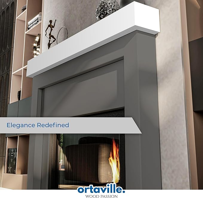72" Floating Mantel Shelf - Modern White Fireplace Mantel with Matte Lacquer Finish for Living Room Elegance (72", White)