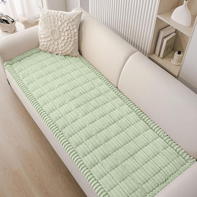 Smiry Couch Cover for Dogs Washable, Non Slip Fuzzy Pet Couch Covers for 3 Cushion Sofa Pet Friendly, Thick Soft Sofa Slipcovers Cushion Protector (Green, 27.6" x 70.9")