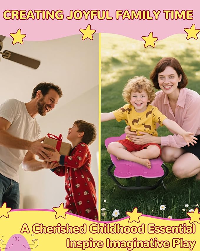 21" L × 19" W Spinning Chair for Autistic Kids, Sensory Toys for Kids with Autism, Sit and Spin, Toddlers & ADHD Children, Sensory Products Swivel Chair, Pink