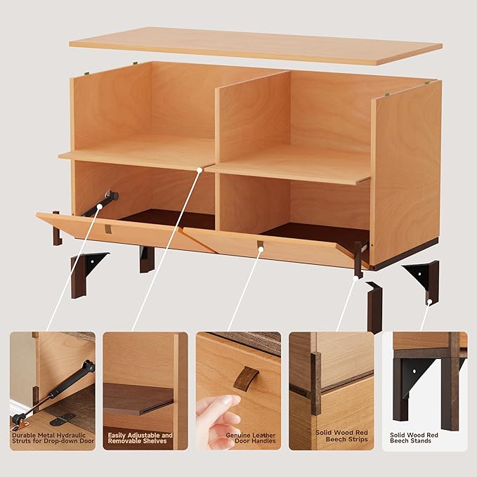 Sebastack TV Stand, Expandable Television Stand, Customizable Coffee Table with Drawer, Entertainment Center and Media Console with Storage for Living Room, Bedroom, 31 inch Walnut Color (1 pcs)