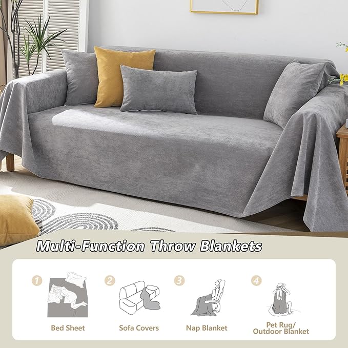 STACYPIK Waterproof Gray Sofa Cover Non-Slip Couch Cover for Dogs, Anti-Cat Scratch Loveseat Covers for 2 Cushion Couch, Pet Couch Protector Sofa Slipcover, Modern Outdoor Furniture Protector-71X90IIN