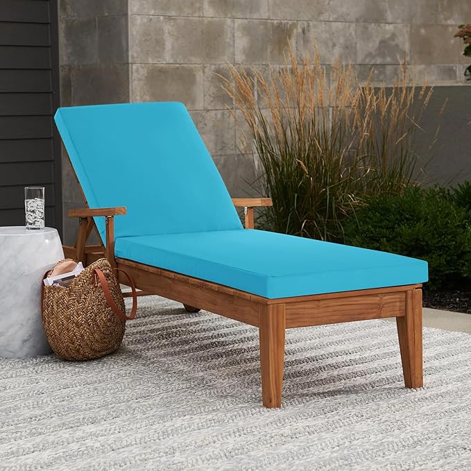 Chaise Lounge Cushions Outdoor - Waterproof and Fade Resistant Sun Lounger Replacement Cushions - Patio Lounger Pads with Removable Cover for Pool, Deck, Lawn, 72 x 21 x 3 Inch, Teal