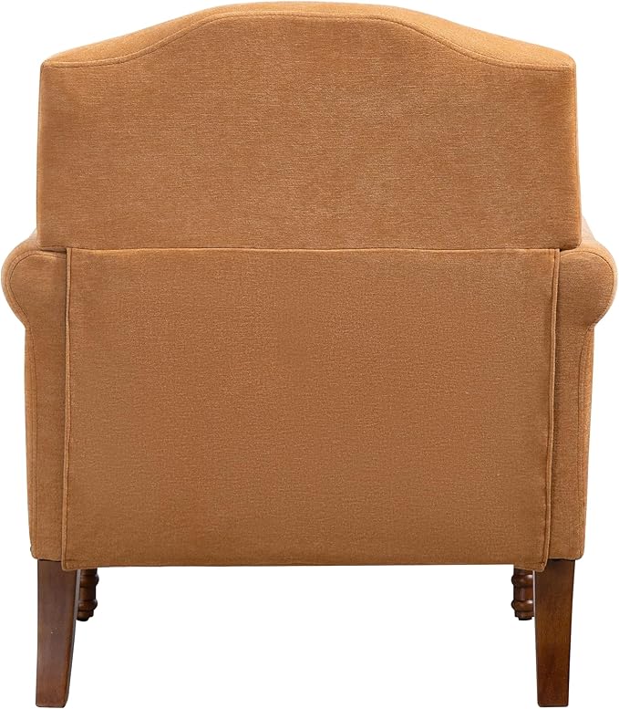 Ball & Cast Accent Chair with Nailhead Trim Armchair,Comfy Chenille Club Sofa Living Room Chairs w/Springs Cushions & Wood Legs,Traditional Single Couch for Bedroom,Farmhouse,Orange