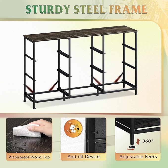 WLIVE 47''W Dresser for Bedroom, Black Dresser TV Stand for 45, 50, 55 inch TV, Wide Chest of Drawers with 9 Drawer, Large Entertainment Center, Fabric Dressers with Wood Top for Closet, Living Room