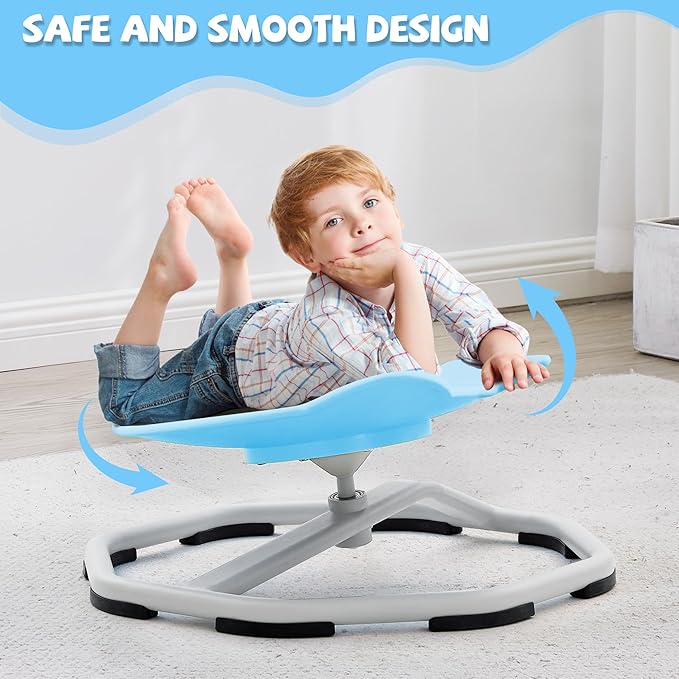 Spinning Chair for Autistic Kids, Non-Slip Sensory Spinning Chair, Sit and Spin Autism Toys Training Body Coordination (Blue)