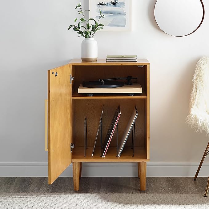 Crosley Furniture Everett Record Player Stand with Storage for Vinyl Records, Acorn