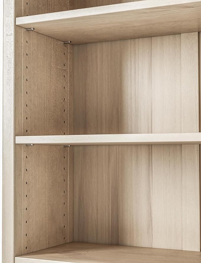 Camaflexi Shaker Style 4 Shelf Bookcase/Solid Wood / 48" High/Adjustable Shelving/Closed Back/Display Bookshelf for Living Room, Bedroom, Home and Office, Light Oak