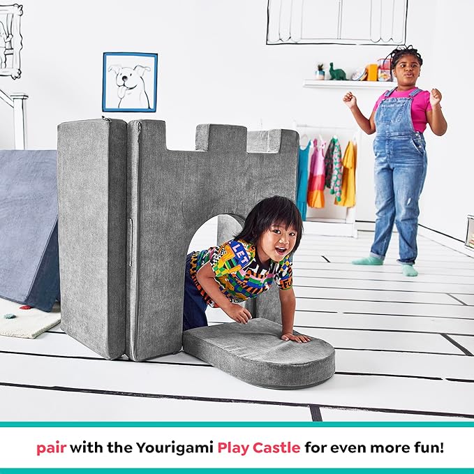 Yourigami Kids and Toddler Play Gym, Playroom Couch Set, Durable Modular Design, Blue Lagoon