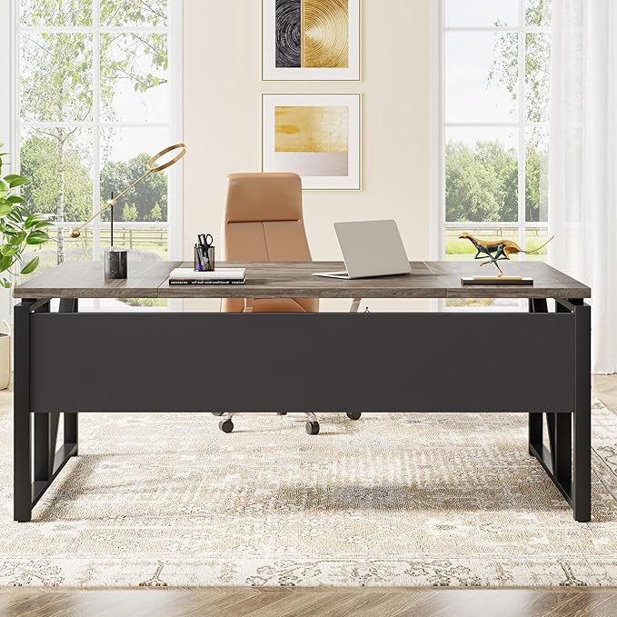 Tribesigns Office Compute rDesk with Drawers Sets, 63 inches L Shaped Executive Desk with Mobile File Cabinet for Home Office Furniture Sets (Dark Oak, 63-inch)