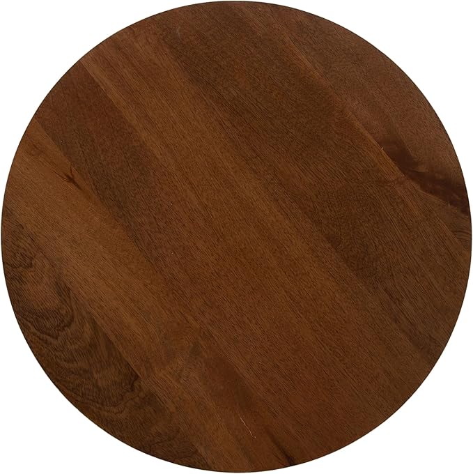 Kate and Laurel Keres Mid-Century Adjustable-Height Round Pedestal Side Table, 16 x 16 x 28, Walnut Brown and Brass, Modern Circle End Table for Use as Indoor Plant Stand or Bedroom Nightstand