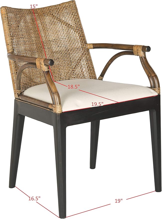 Safavieh Home Gianni Rattan Tropical Woven Arm Chair, Brown/Black