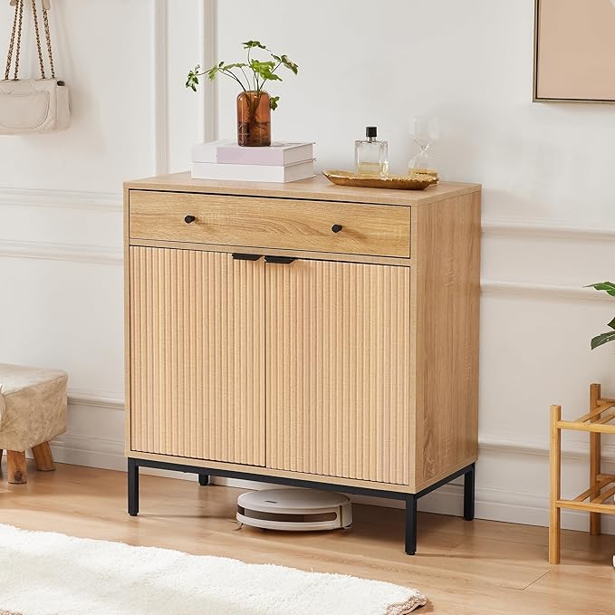 Sideboard Buffet Cabinet with Drawer, Farmhouse Coffee Bar Station Table, Kitchen Storage with Doors and Adjustable Shelves, Modern Wood Cupboard for Dining Room, Livingroom, Entryway