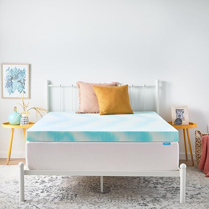 Linenspa 4 Inch Gel Swirl Memory Foam Mattress Topper – Cooling Gel Infused – Pressure Relieving Bed Topper - Mattress Pad – CertiPUR Certified - Queen Size