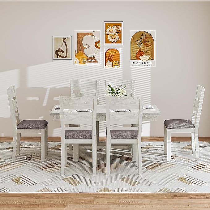 Dining Chairs Set of 4, Solid Wood Farmhouse Chairs with High Back and Upholstered Seat, Easy Assembly for Indoor Home, Dinner, Kitchen, Grey