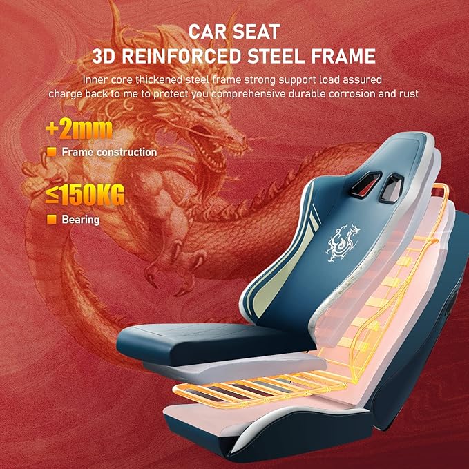 GTPLAYER Gaming Chair with Bluetooth Speakers and Footrest, Dragon Series Video Game Chair ,Heavy Duty, Ergonomic, Esports Computer Office Chair Blue (Royal Blue)