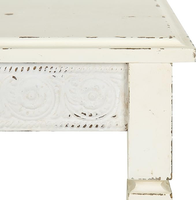 Kate and Laurel Idabelle Wood Side Table with Drawer, Cream