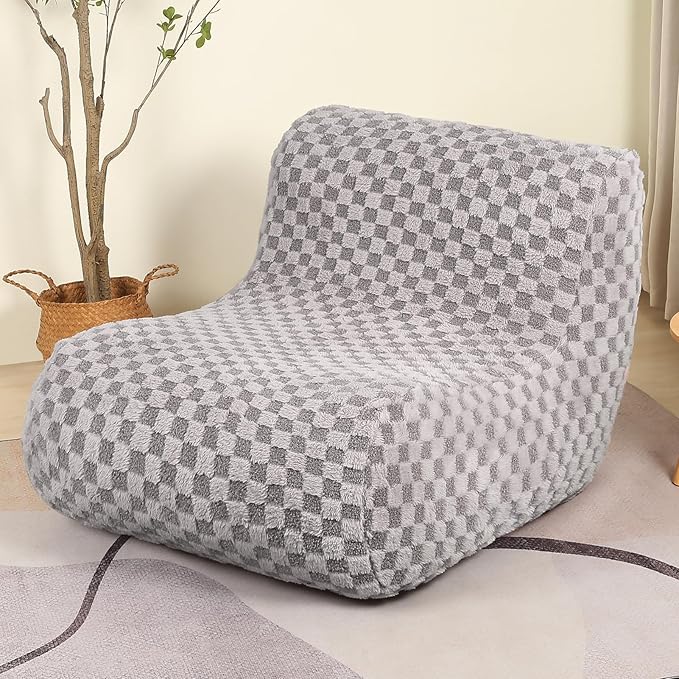 Bean Bag Chairs for Adults, Comfy Floor Sofa with Memory Foam, Giant Bean Bag Couch for Living Room Bedroom Dorm Office, Smoke Grey