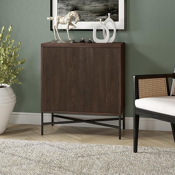 Henn&Hart 28" Wide Rectangular Accent Cabinet in Brown, for Home, Living Room, Bedroom, Entertainment Room, Office