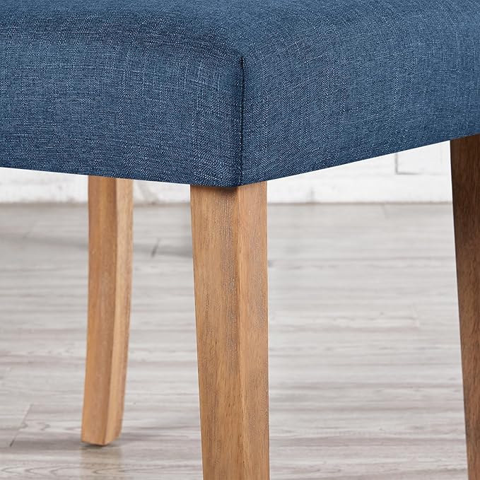 Yaheetech Dining Chairs Set of 6 Fabric Upholstered Dining Room Chairs with Button Tufted High Back and Solid Wood Legs for Kitchen/Living Room/Restaurant, Modern Style, Blue
