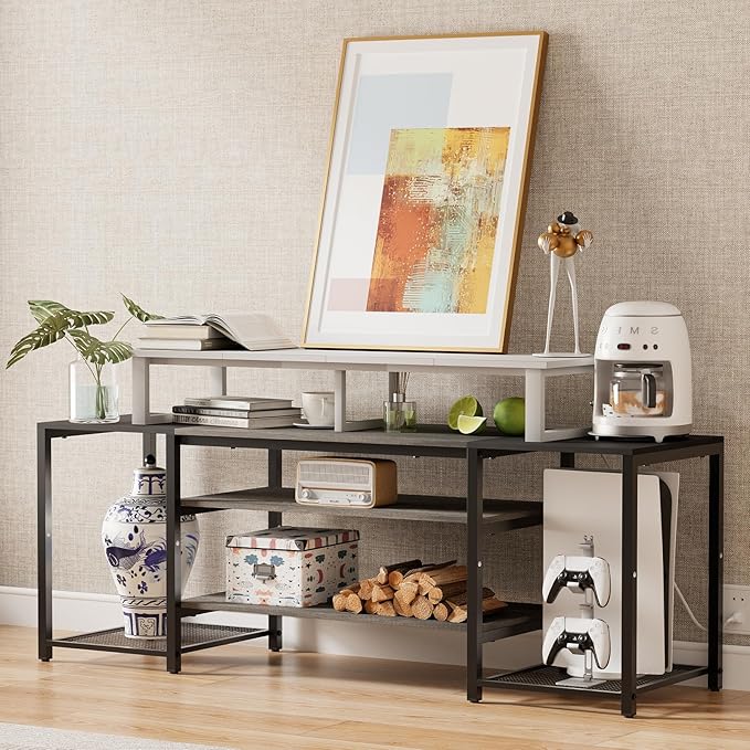 aboxoo 47" TV Riser for 32-60 inch TV, TV Riser Stand Shelf, Tabletop TV Stand Riser, Computer Monitor Table for Home Living Room, Study Office (White)