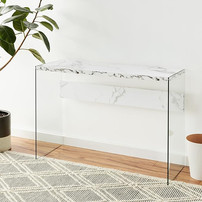 Convenience Concepts SoHo Console Table/Desk, Faux White Marble