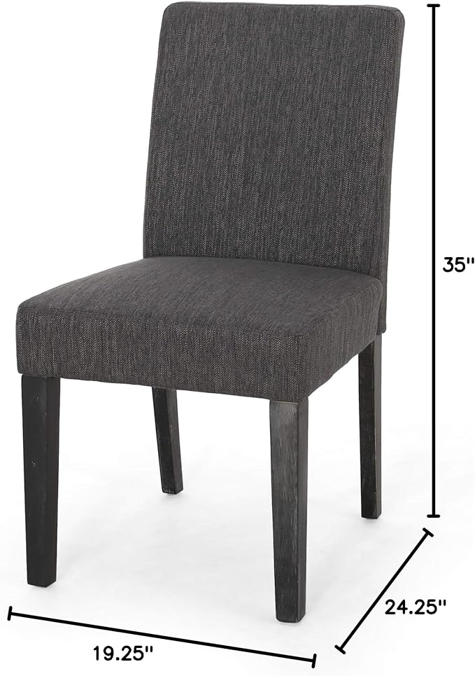 Christopher Knight Home Kuna Contemporary Upholstered Dining Chair (Set of 2), Charcoal + Gray