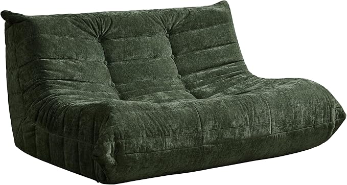 Hobestluk Bean Bag Chair Giant Bean Bag Sofa 2 Seater Bean Bag Chairs for Adults, Loveseat Floor Chair, Bean Bag Chairs for Living Room Bedroom Dorm Office (Green Chenille, Loveseat)