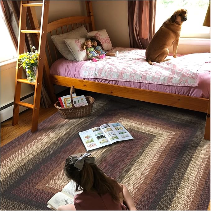 Homespice Prescott Braided Area Rugs 8x10' - Primitive Red and Black Rugs for Dining Room and Living Room