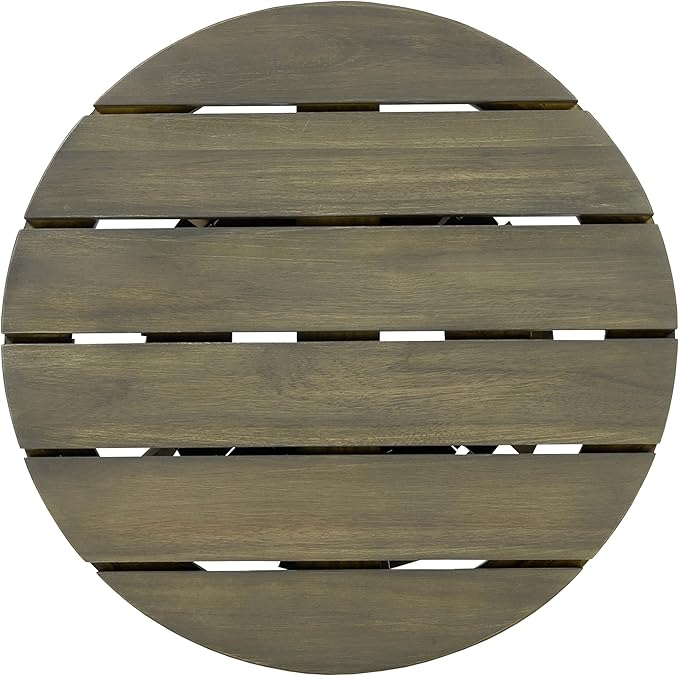 Christopher Knight Home Taki Acacia Wood Patio Coffee Table, Round Table with Unique Wooden Base for Backyard, Stylish Indoor/Outdoor Table, Easy Assembly, Space Saving Outdoor Furniture, Grey