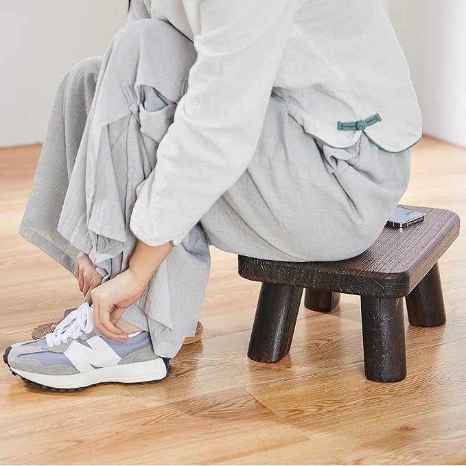 Wooden Step Stool for Adults and Children, Heavy Duty Step Stool, 500 lb. Load Capacity, for Bedroom, Kitchen and Bathroom, High Bed Steps, Easy to Assemble, Super Sturdy