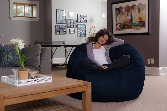 Sofa Sack Bean Bag Chair - Plush, Ultra Soft - Memory Foam Bean Bag Chair with Microsuede Cover - Stuffed Foam Filled Furniture and Accessories for Dorm Room 5 Feet - Navy