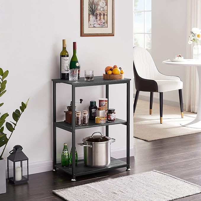VECELO Tall End Side Table,30" Height Nightstand with 3-Tier Storage Shelf for Living Room Bedroom Office Hallway Study