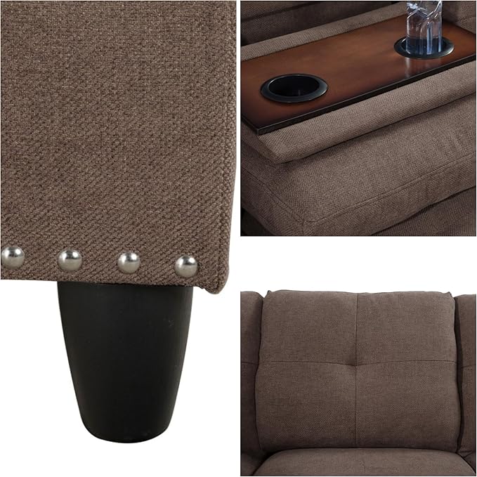 L-Shaped Sectional Sofa, Modern Sectional Couches Home Sofas for Living Room with Movable Chaise, Modular Living Room Sets Furniture for Apartment Bedroom & Office, Brown