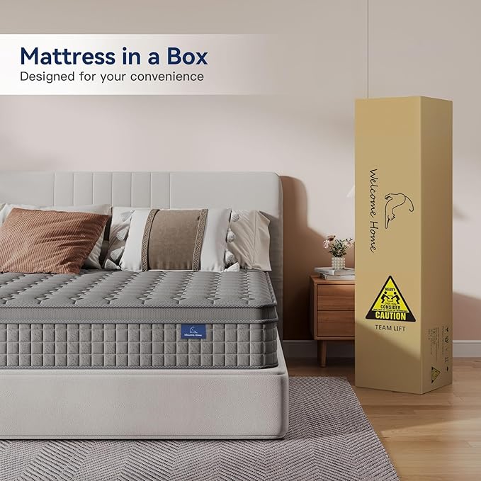 Vesgantti Full Mattress 10 Inch Innerspring Multilayer Hybrid Full Mattresses - Ergonomic Design with Memory Foam and Pocket Spring Mattress Full Size, Medium Firm Feel, Grey