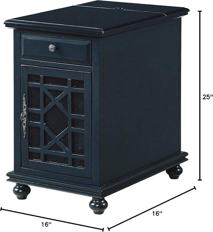 Martin Svensson Home Elegant Chairside End Table with Power, Catalina Blue