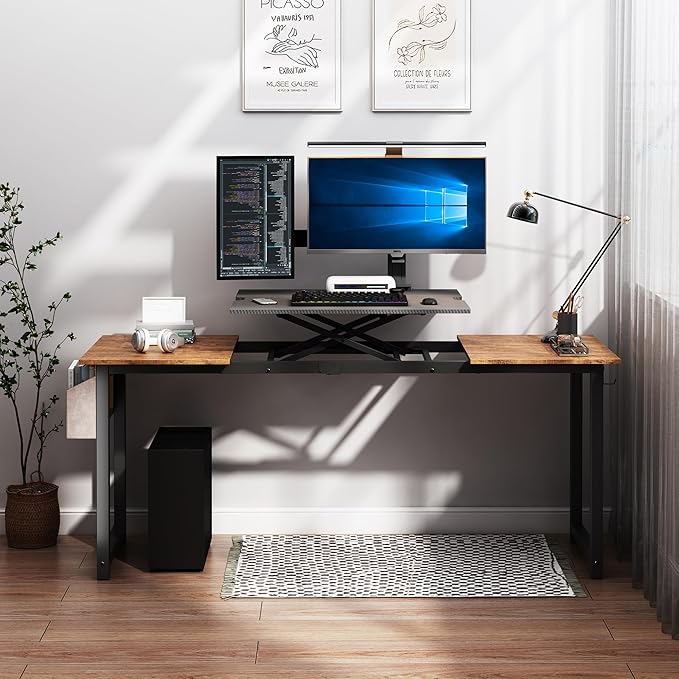 Decoholic Adjustable Height Standing Desk Whole Piece 71x23 Inch Desktop Home Office Computer Workstation Sit Stand up Desk(71inch)…