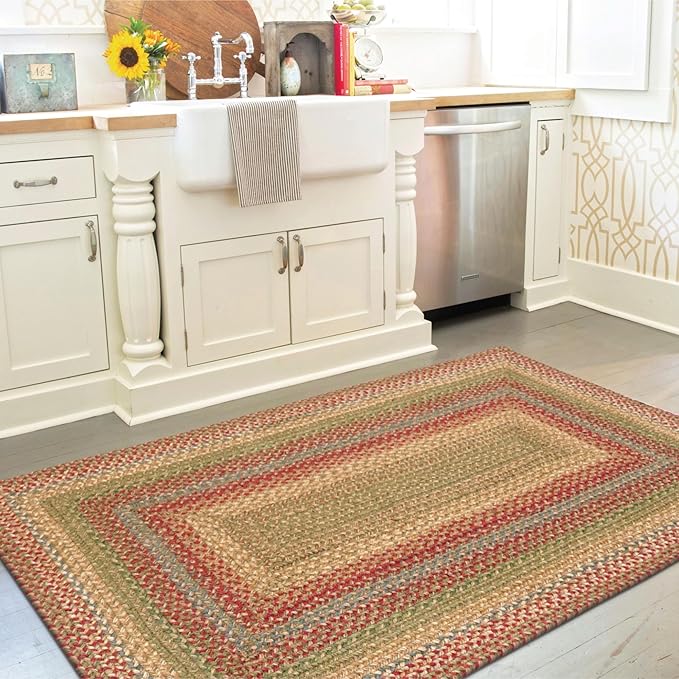 Homespice Azalea Multi Color Braided Runner Rug, Jute, 22x72 Rectangle - Perfect Country Primitive Decor for Kitchen, Bathroom, Everywhere