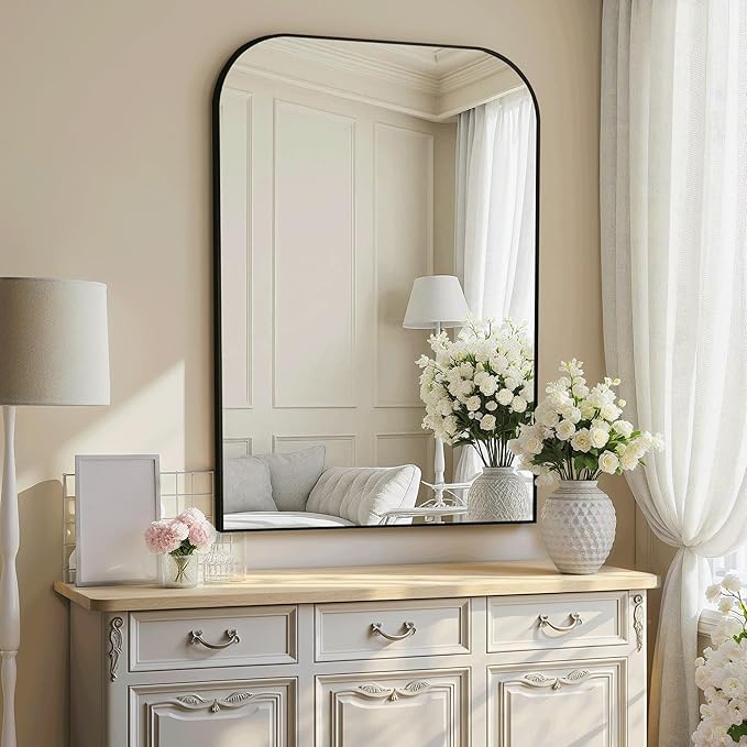 Bathroom Vanity Mirror,40" x 28" Black Metal Framed Wall Mirror for Over Sink, Living Room, Bedroom,Entryway Decor