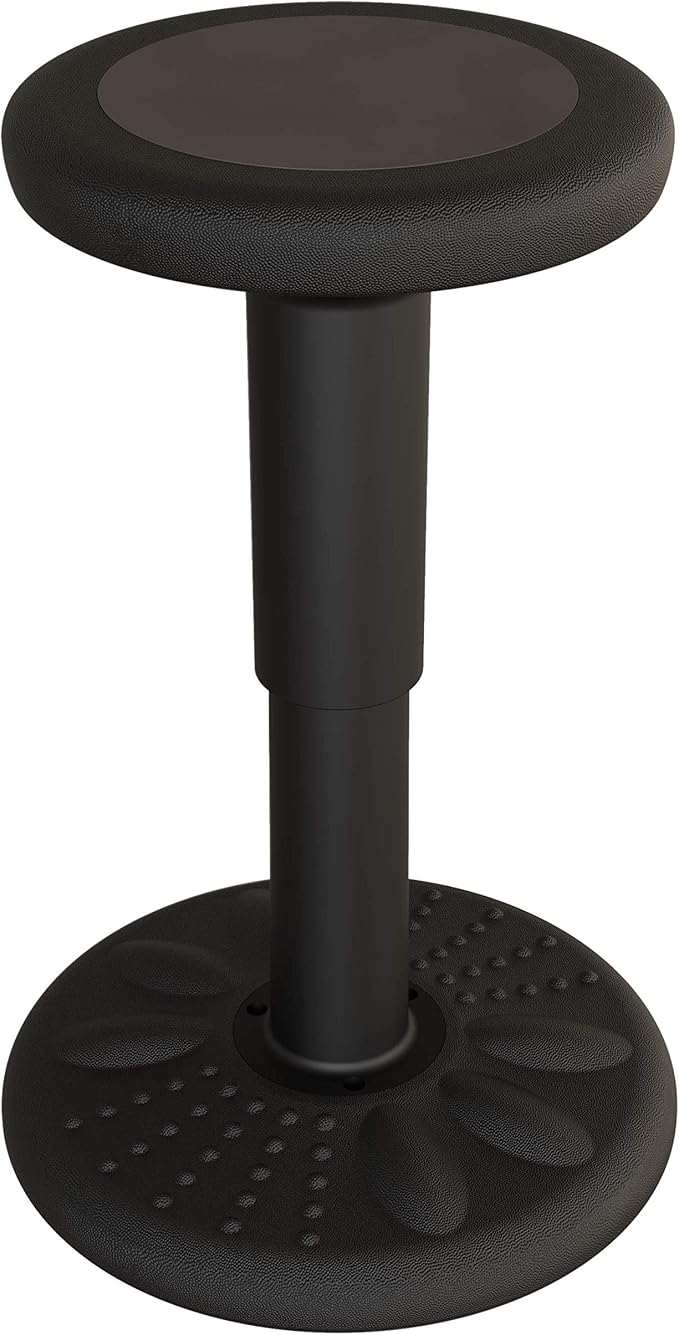 ActiveChairs Adjustable Wobble Stool, Flexible Classroom Seating, Improves Focus, Posture and Helps ADHD/ADD, Sensory Chair, Active Fidget Chairs Adjusts from 16.65" to 23.75" Ages 13-18 Black